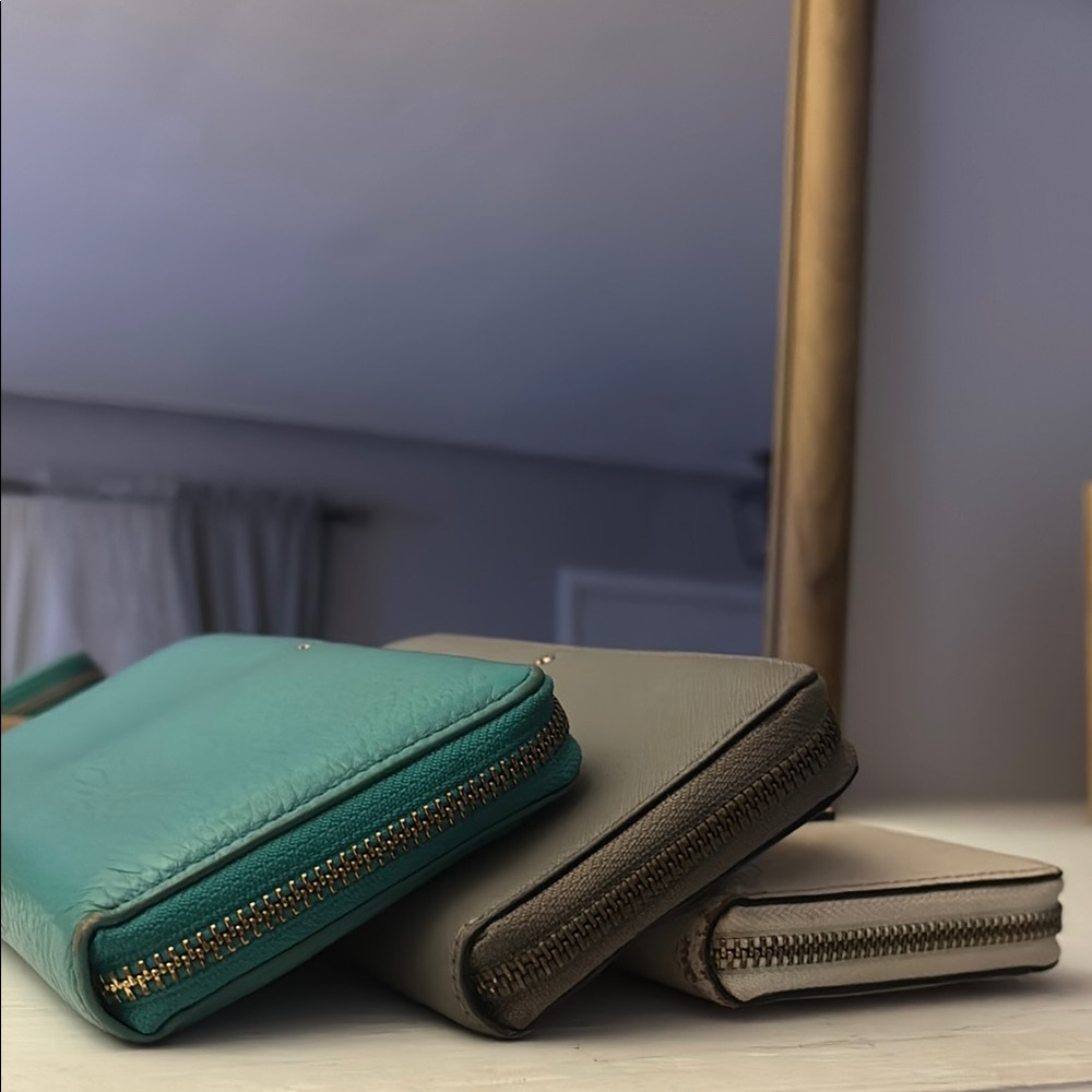 *3 WALLETS* Kate Spade BUNDLE of three Wallets - Teal, Gray, and beige